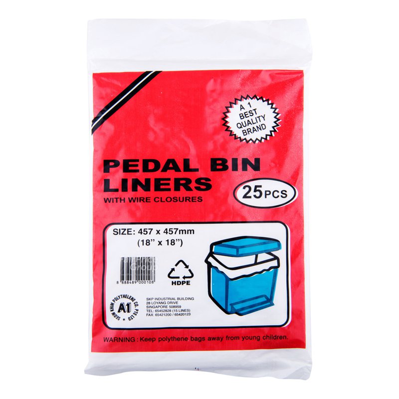 SKP A1 Pedal Bin Liners + Wired Closures (4.57 x 4.57cm) 25 per pack