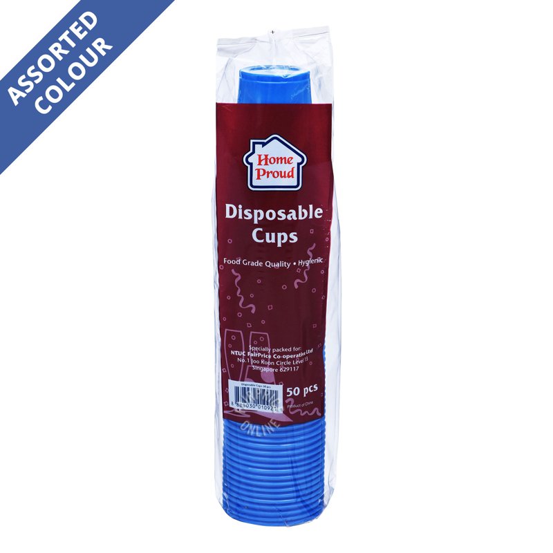 HomeProud Disposable Cups - Assorted Colours 50 per pack