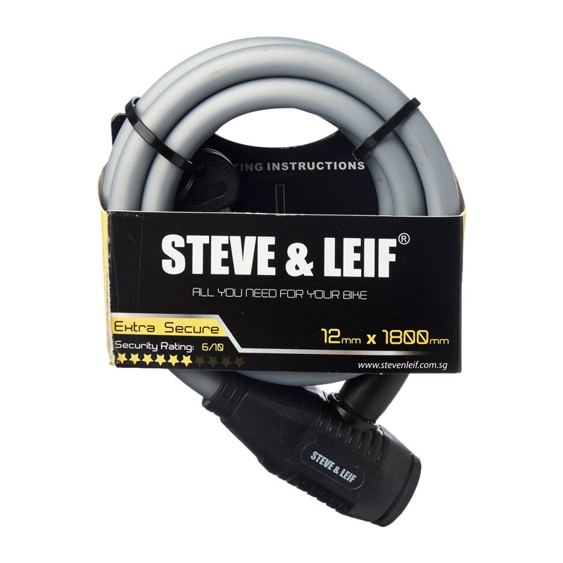 Steve & Leif Bicycle Key Lock With Bracket (12mm x 1800mm) 1 S