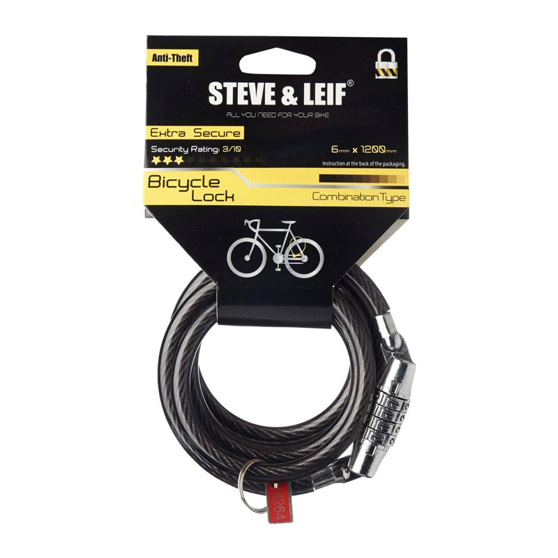 Steve & Leif Bicycle Combination Lock (8mm x 1200mm) 1 S