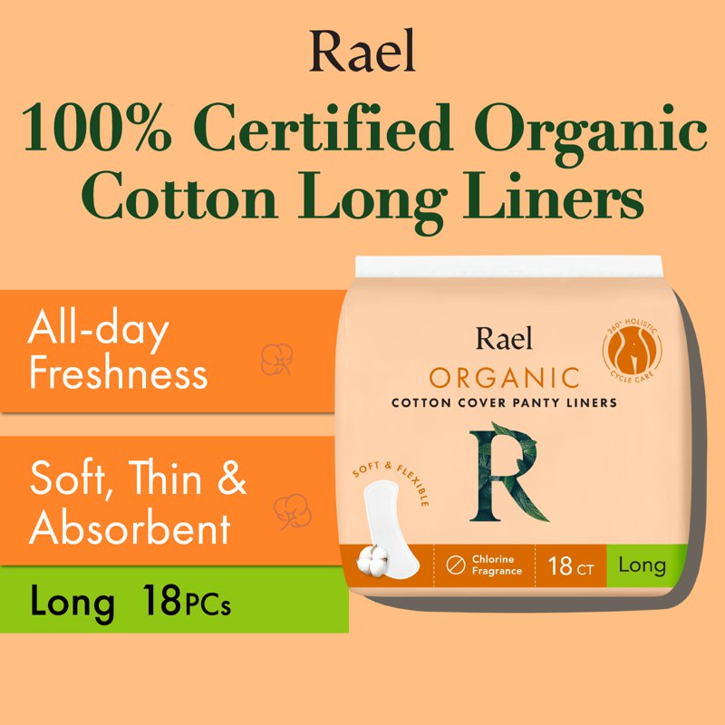 Rael Organic Cotton Cover Panty Liners - Long 18 S
