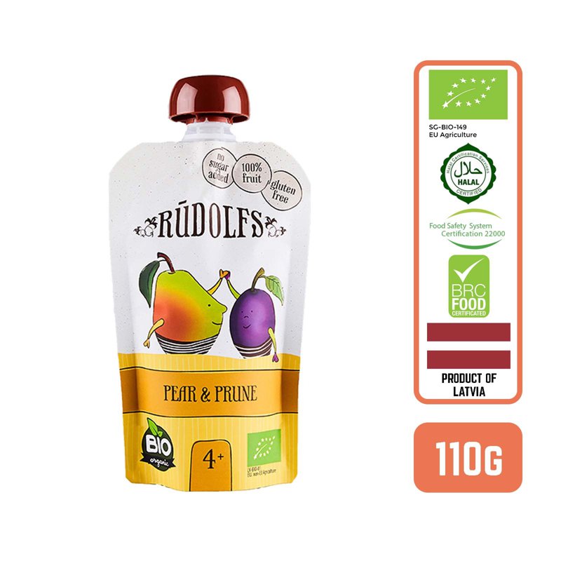 Rudolfs Organic Pear & Prune - Foodsterr Puree 110 ML