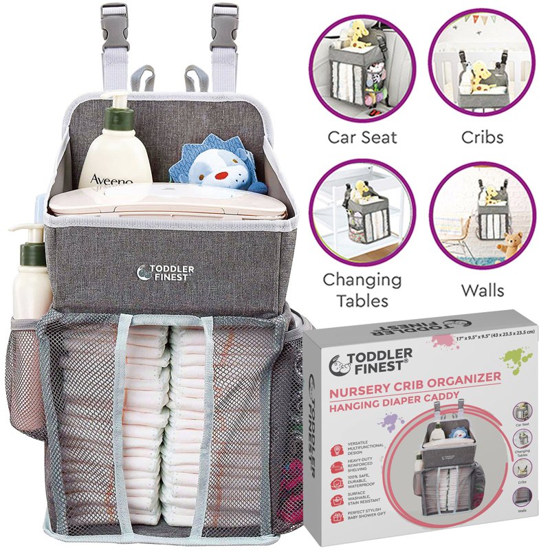 ToddlerFinest Baby Hanging Crib Organizer Diaper Storage (M) 1 S