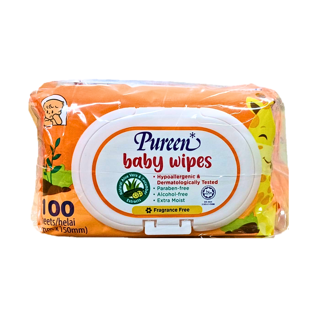 Pureen Baby Wipes - Fragrance Free 3 x 100 S