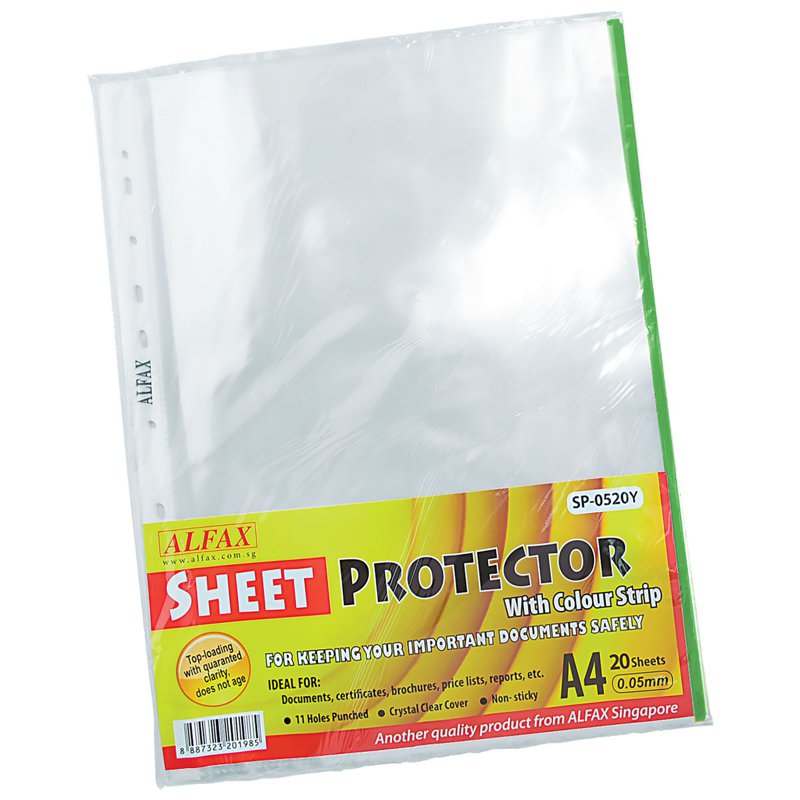 ALFAX SP0520G Sheet Protector Refill - Green edge (11 holes) 40 S