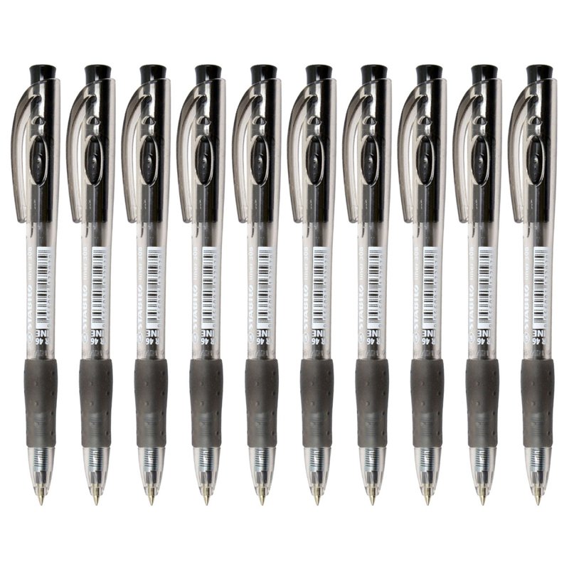 Stabilo 308F Ball Pen Fine - Black (TR46) 10 S