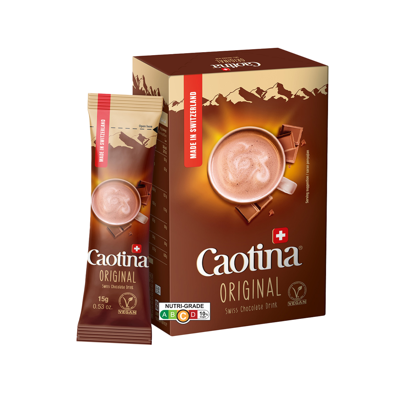 Caotina Swiss CLASSIC Chocolate Powder Stick Sachet 10 S