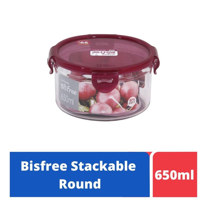 LOCK&LOCK Bisfree Round Food Container 650ml -Red 1 S