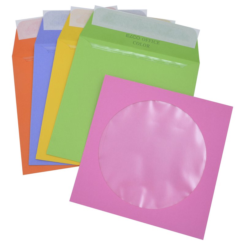 Elco 74641 Paper CD Envelope - Assorted colours