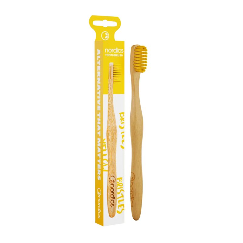 Nordics Bamboo Toothbrush With Yellow Bristles 1 S