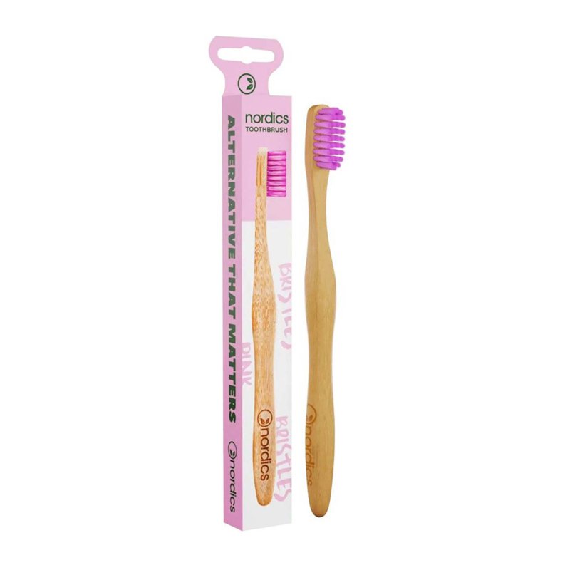 Nordics Bamboo Toothbrush with Pink Bristles 1 S