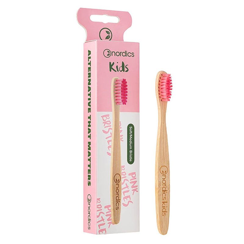 Nordics Kids Bamboo Toothbrush With Pink Bristles 1 S