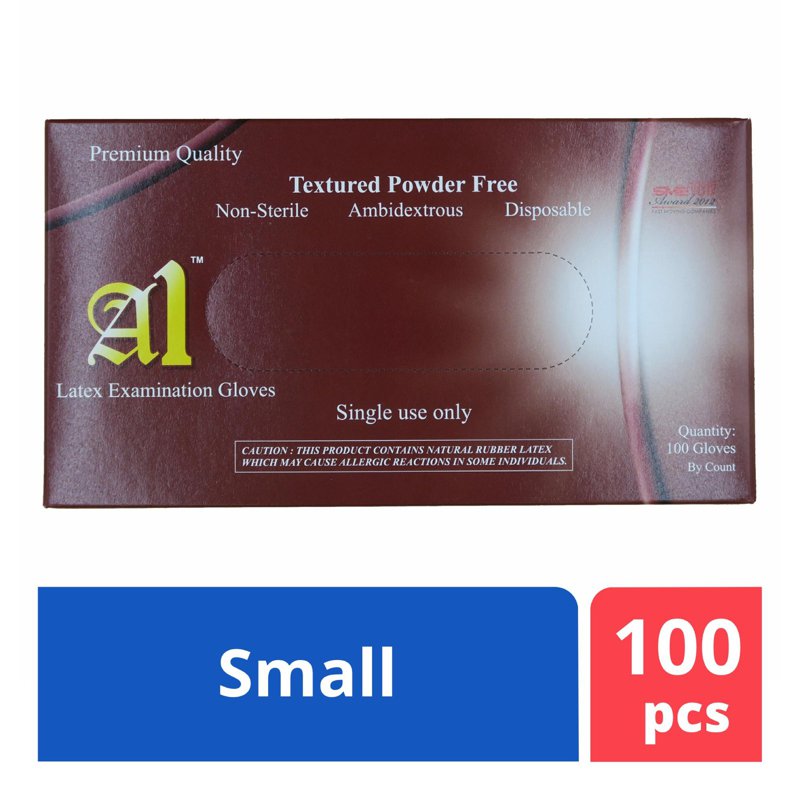 A1 Latex Gloves Powder Free - Small 100 S