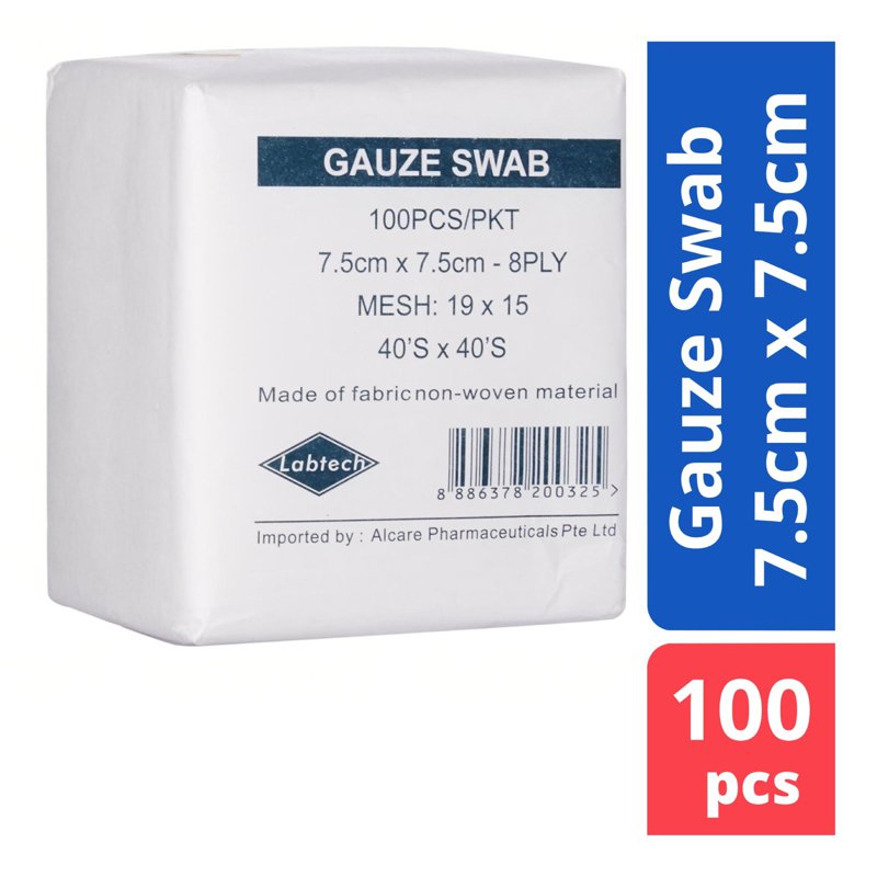 LABTECH Gauze Swab 8ply 7.5cm x 7.5cm 100 S