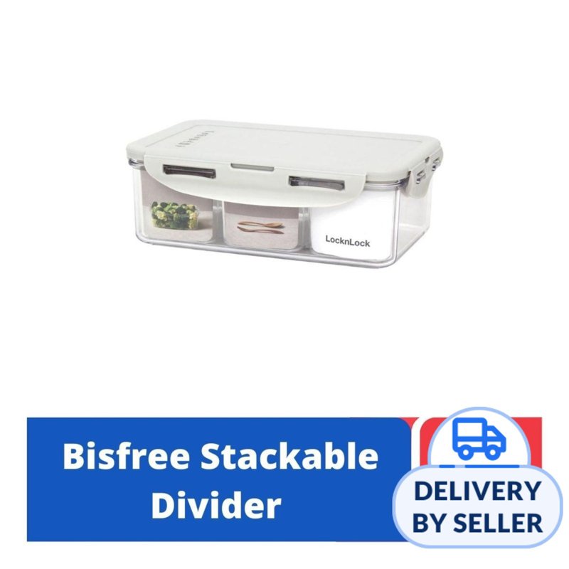 Lock&Lock Bisfree Rect Food Container with Divider -Grey