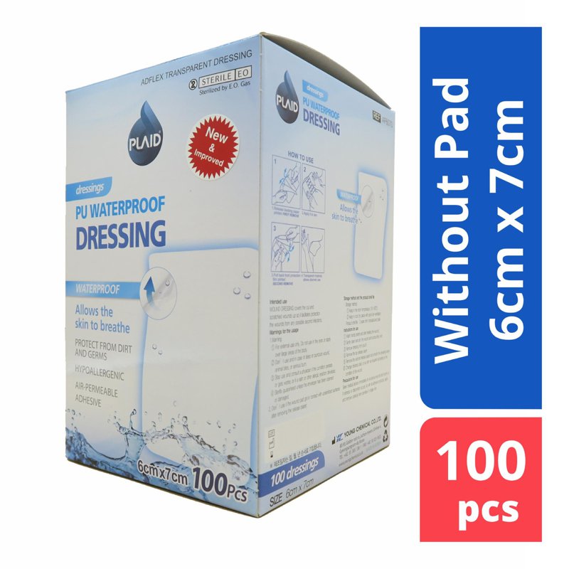 PLAID Adflex Transparent Dressing 6cm x 7cm (AF6070) 100 S