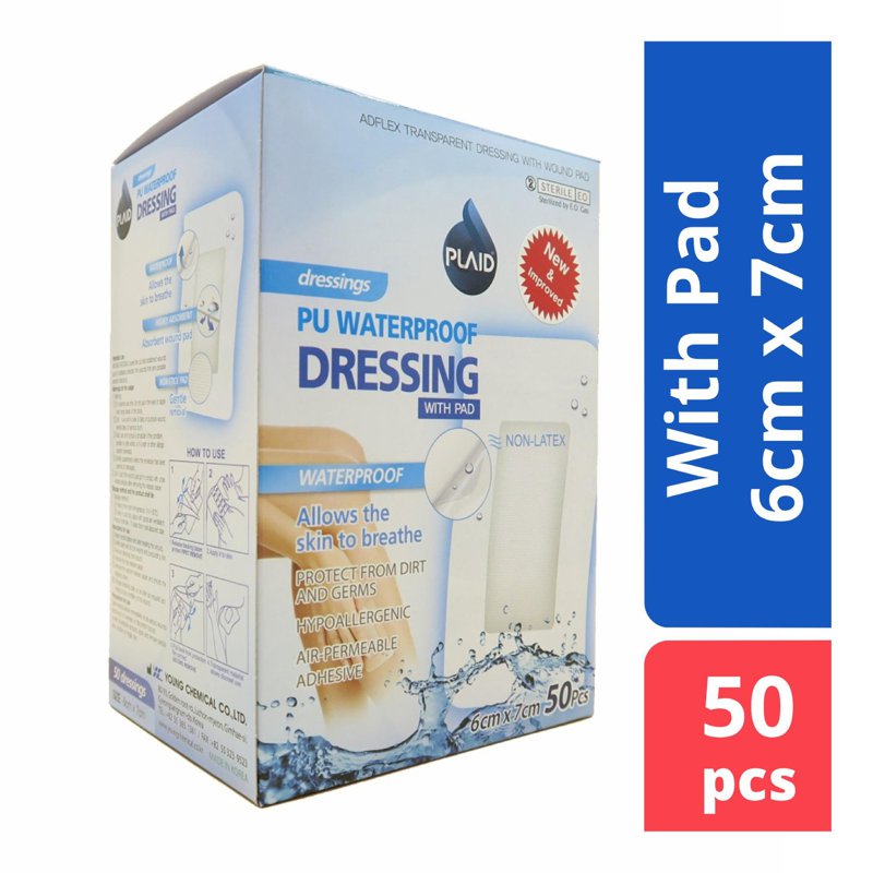 PLAID Adflex Transparent Dressing with Pad 6x7cm (AFW6070) 50 S