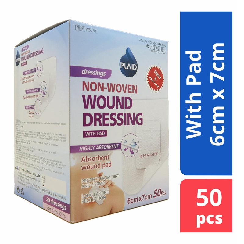 PLAID Young Wound Dressing 6cm x 7cm (W6070) 50 S