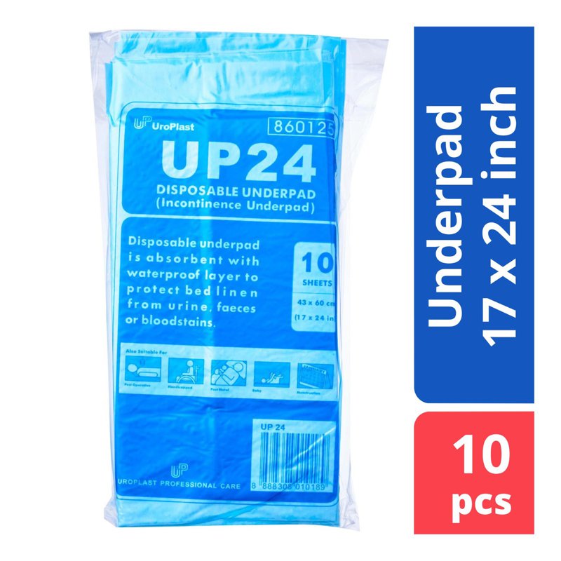 UROPLAST Disposable Underpad - Blue Sheet (17x24inch) 10 S