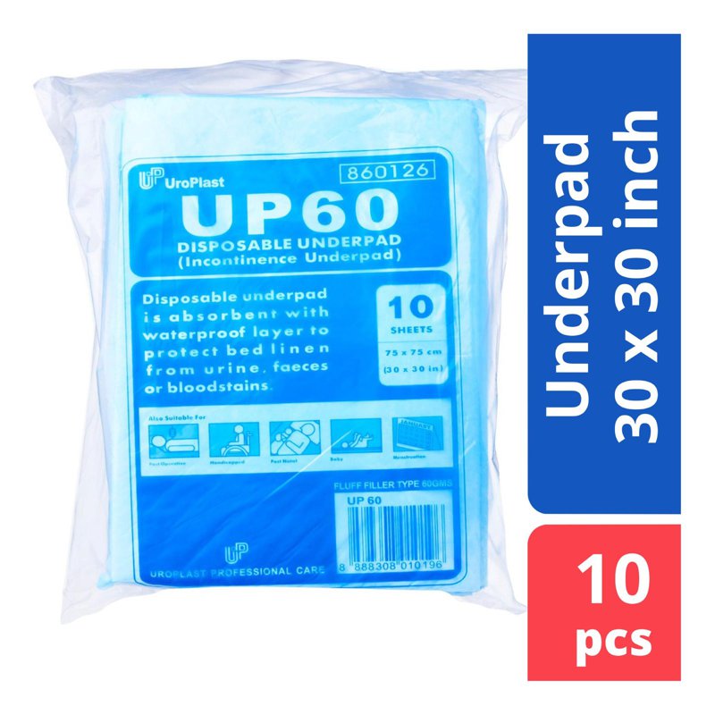 UROPLAST Disposable Underpad - Blue Sheet (30x30inch) 10 S