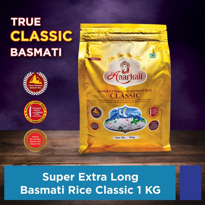 Anarkali Extra Long Classic Basmati Rice Medium GI Rice