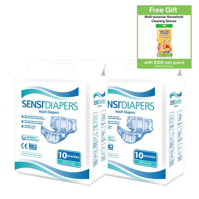 SENSI Adult Diapers Pack - M 2 x 10 S