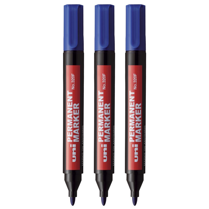 Uni 320F Permanent Marker Bullet Tip - Blue 3 S