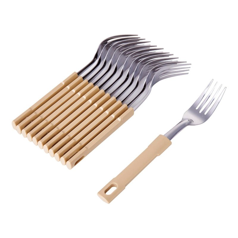 Poo Lee Stainless Steel Dessert Fork (Beige)
