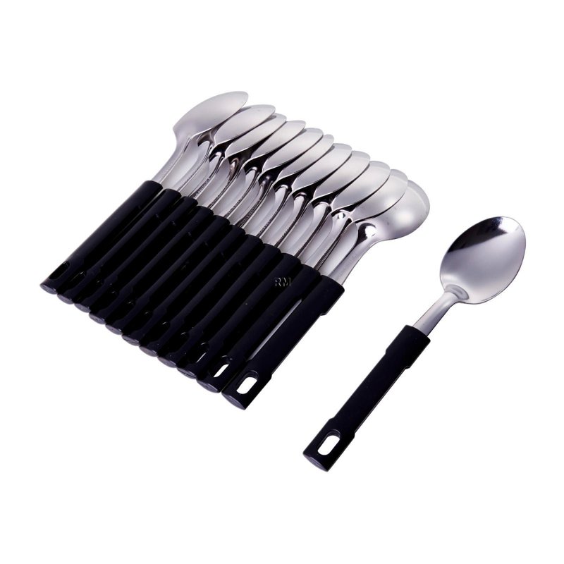 Poo Lee Stainless Steel Dessert Spoon (Black)