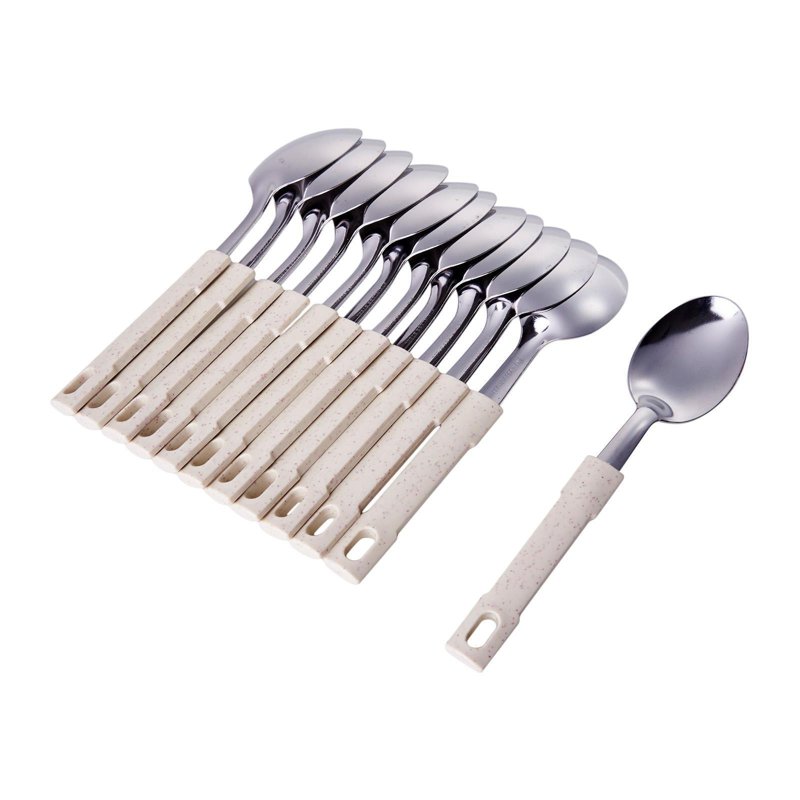 Poo Lee Stainless Steel Dessert Spoon (Stone Beige)