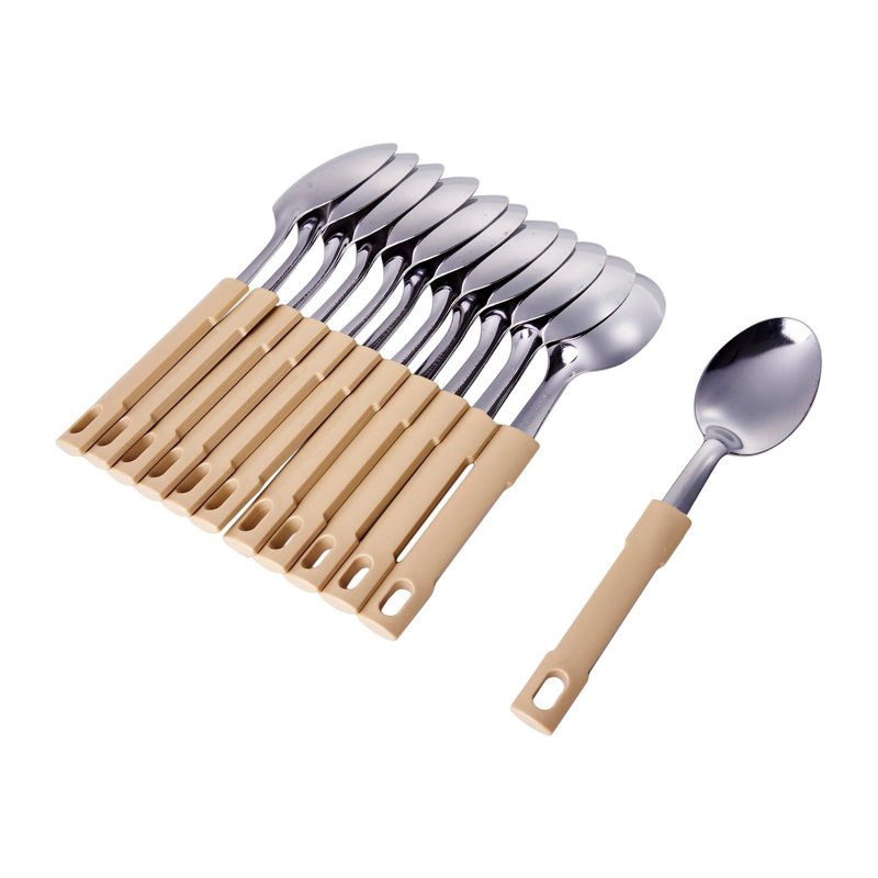 Poo Lee Stainless Steel Dessert Spoon (Beige)