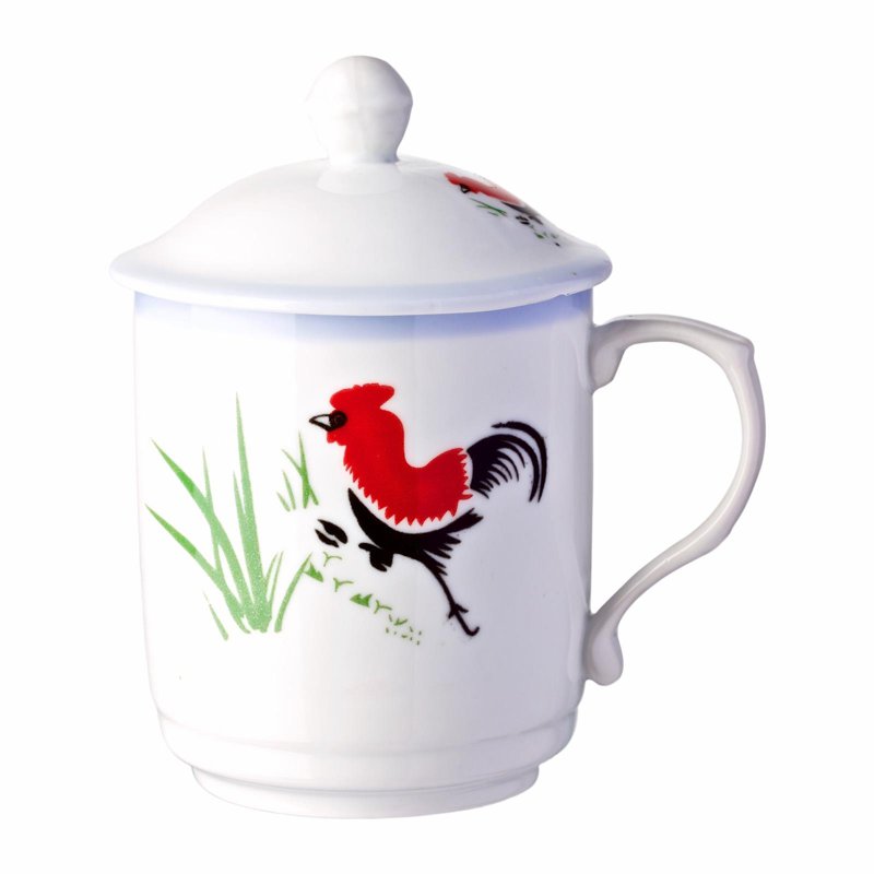 Ciya Rooster 10 Oz Porcelain Mug With Cover 1 S