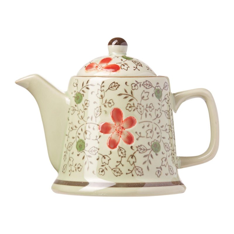 Ciya RedBlossom 16.5 Oz Porcelain F.Base TeaPot W S/S Straine 1 S