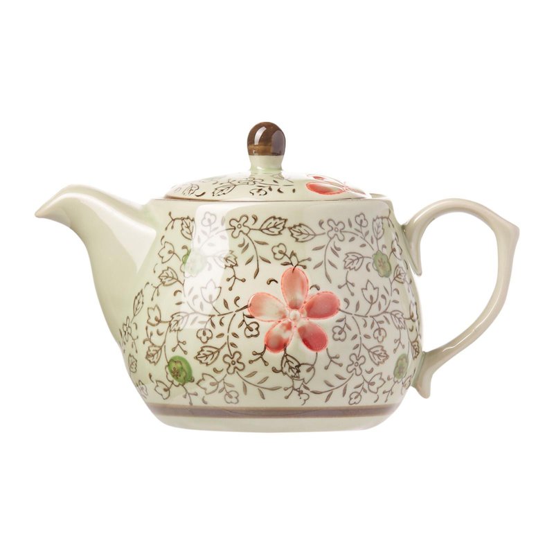 Ciya RedBlossom 16.5Oz Porcelain R.Belly TeaPot W S/S Straine 1 S