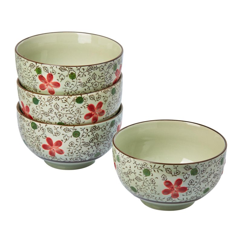 Ciya Red Blossom 6 Inch Porcelain Bowl 4 S