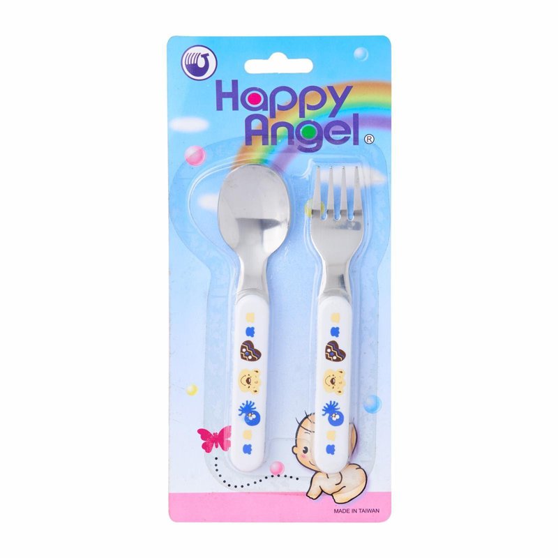 Double Bear Stainless Steel Baby Fork and Spoon 2 S