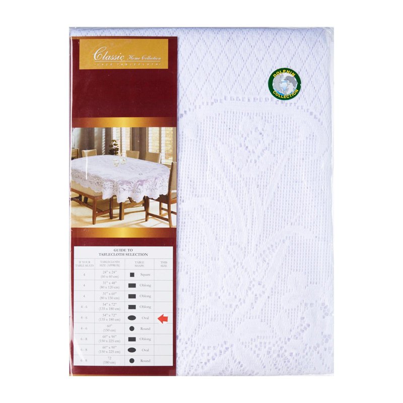 Dolphin Collection Polyester Tablecloth 54"X72" Oval White 1 S