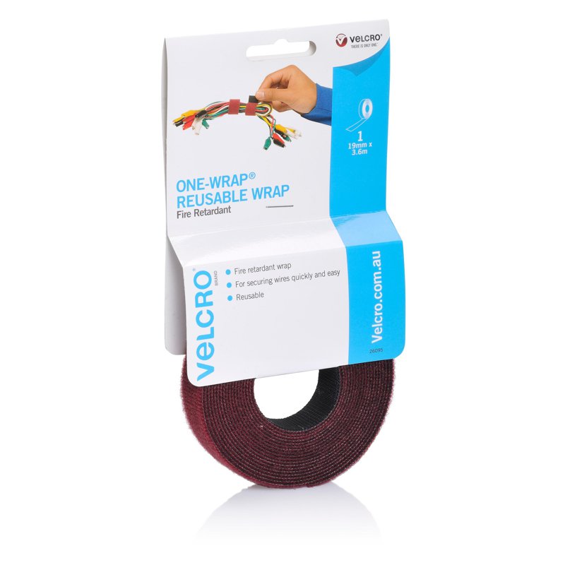 Velcro Reusable Fire Retardant Tape 19mm X 3.6 metre Cranberr