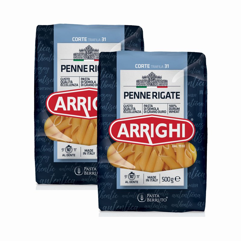 Arrighi Italian Pasta - Penne Rigate 2 x 500 G
