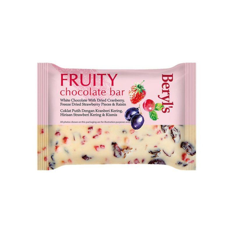 Beryl'S Fruity Choc Bar- Dried Cranberry, FD Straw & Raisin