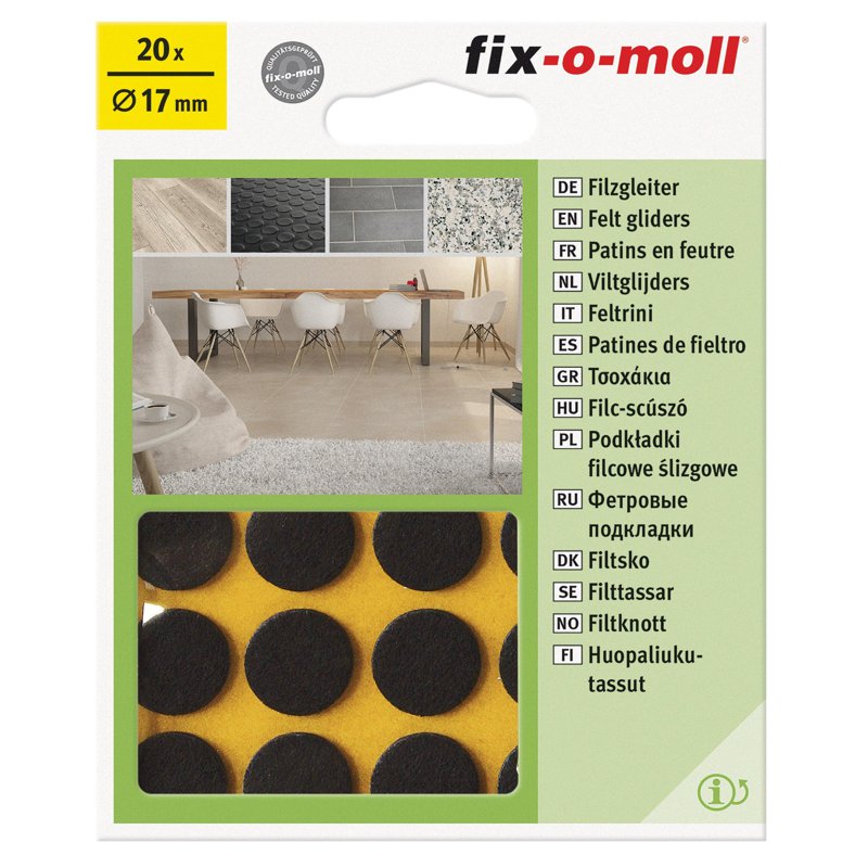 fix-o-moll FM-3566340 FELT Gliders Adhesive Brown DIA 17MM