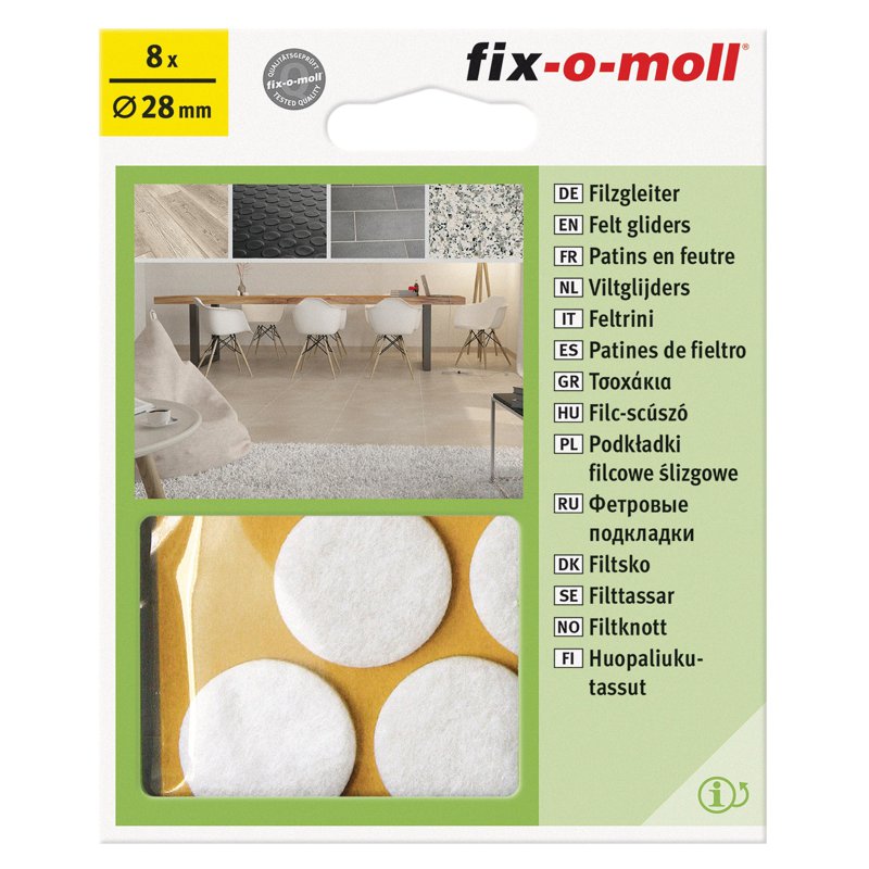fix-o-moll FM-3566306 FELT Gliders Adhesive White DIA 28MM