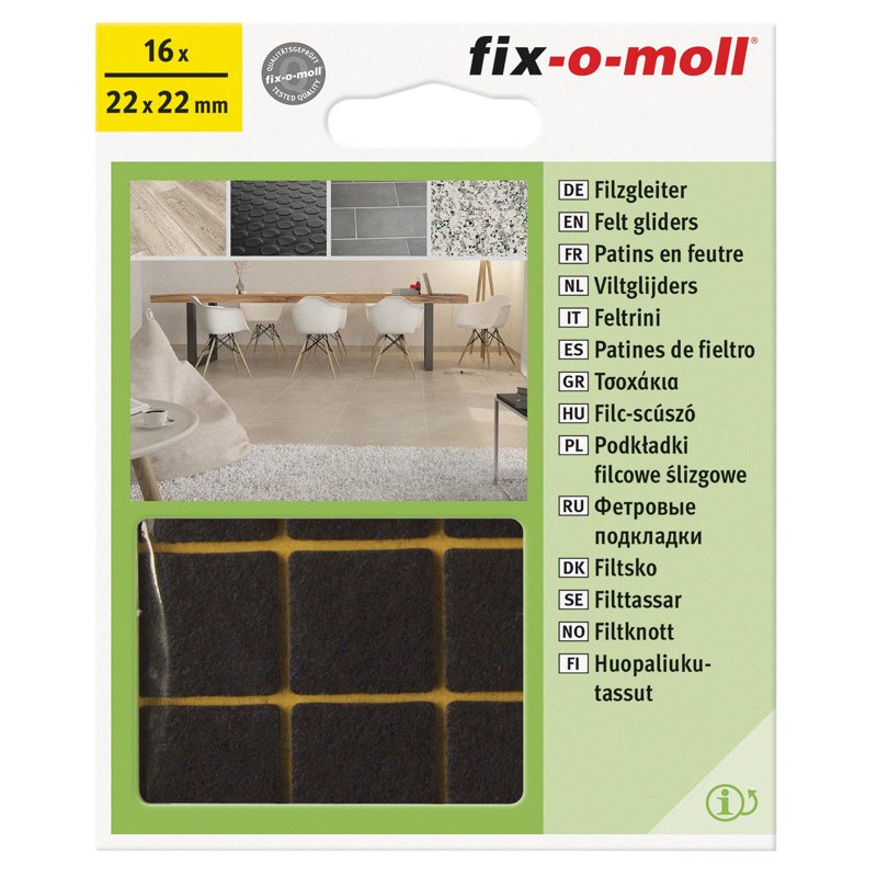 fix-o-moll FM-3566360 FELT Gliders Adhesive Brown 22 X 22MM