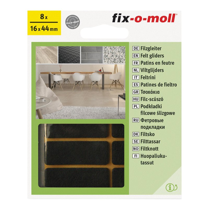 fix-o-moll FM-3566367 FELT Gliders Adhesive RECT BRN 16 X 44M
