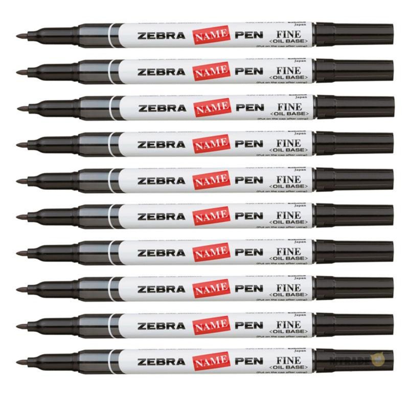 Zebra Zebra Name Pen Fine Point Permanent Marker (Black Ink) 10 S