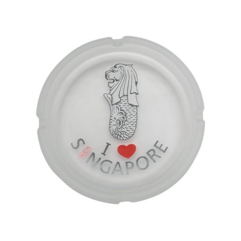 Ace Frosted Glass Ashtray - I Love Singapore