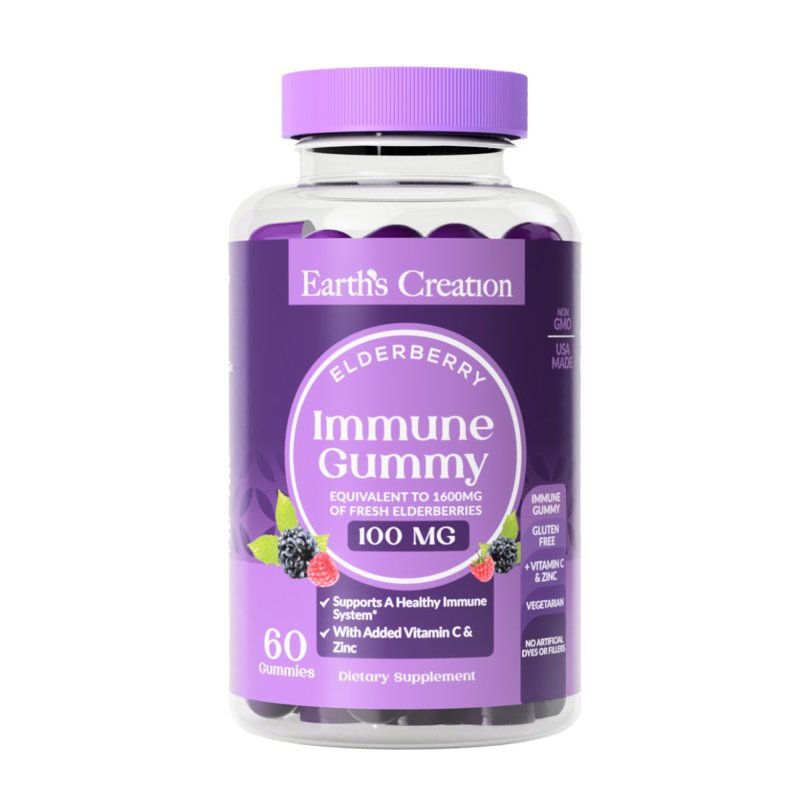 Earth's Creation Elderberry Natural Sambucus Immune Gummy 60 S