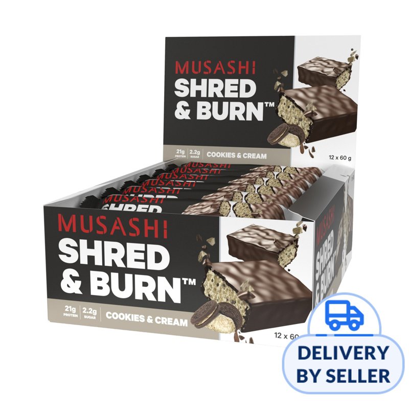 Musashi Shred & Burn Low Carb Protein Bar - Cookies & Cream
