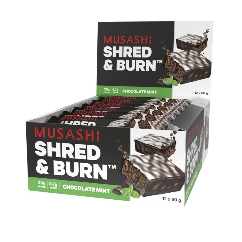 Musashi Shred & Burn Low Carb Protein Bar - Chocolate Mint