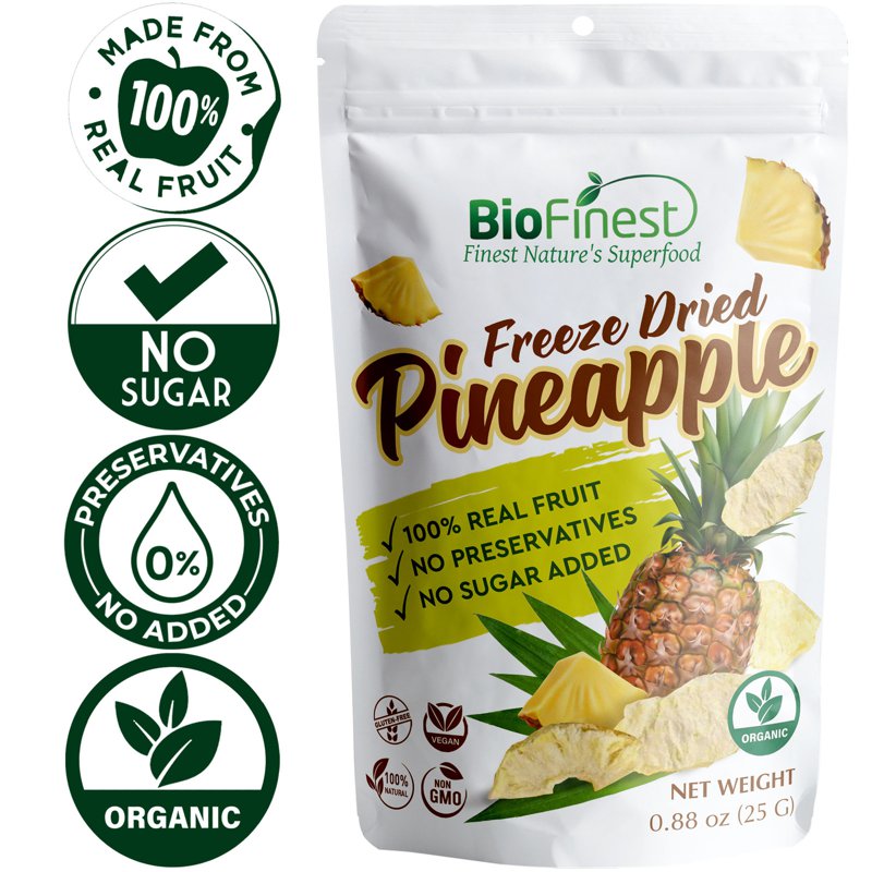 Biofinest Freeze-Dried Pineapple Snack Organic Fruit No Sugar